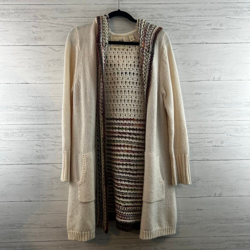Angel of the North Rainbow Knit Hooded Cardigan Size XL
